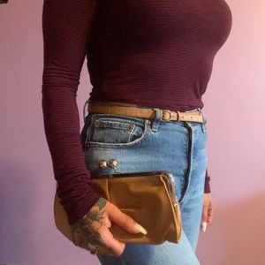 Brown clutch and matched belt